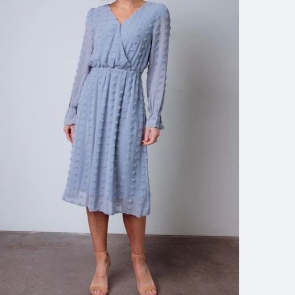 Baltic Born The Paisley Blue Dot Midi Dress size 3XL chiffon, lined